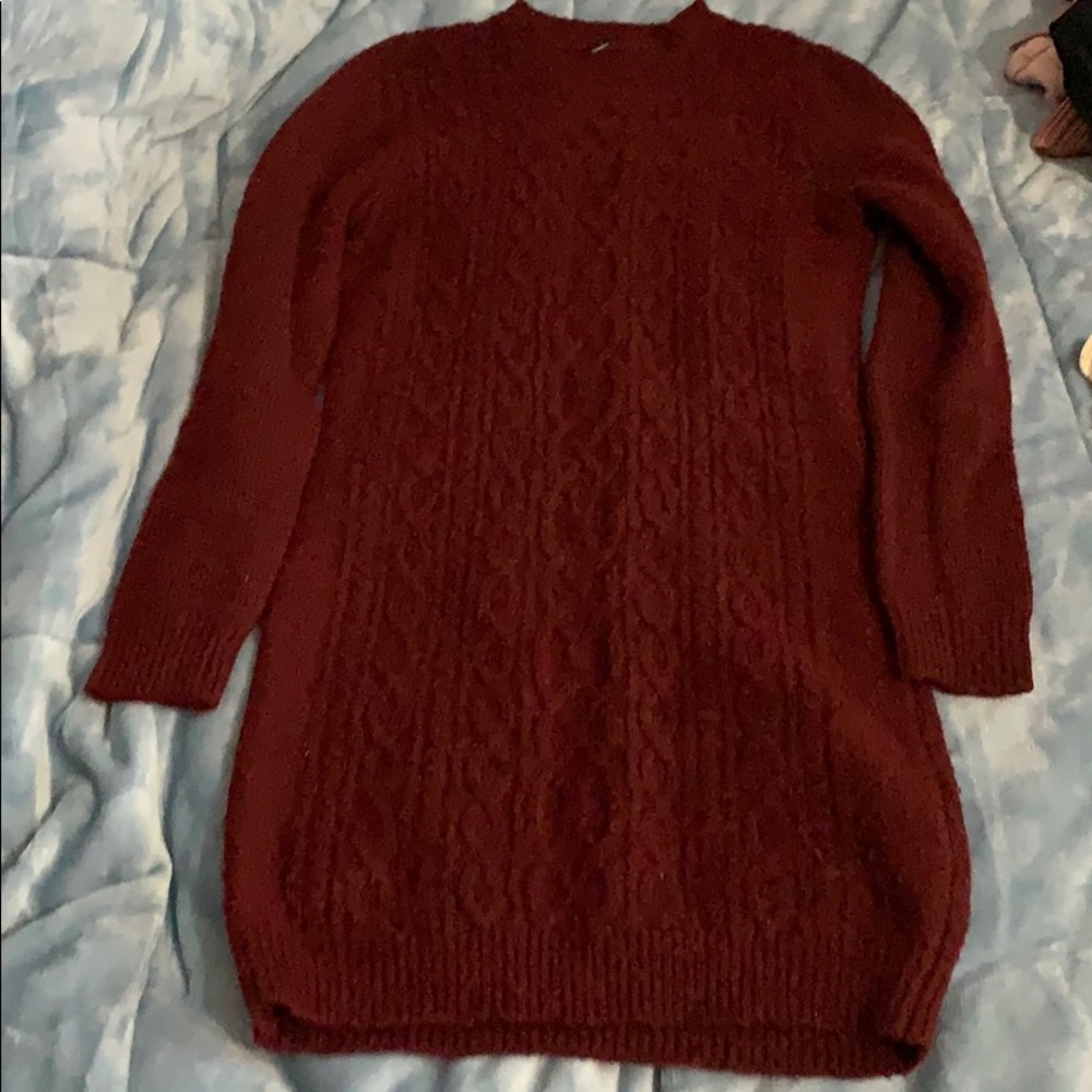 Maroon sweater dress